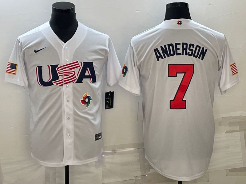 Men 2023 World Cub USA #7 Anderson White Nike MLB Jersey10